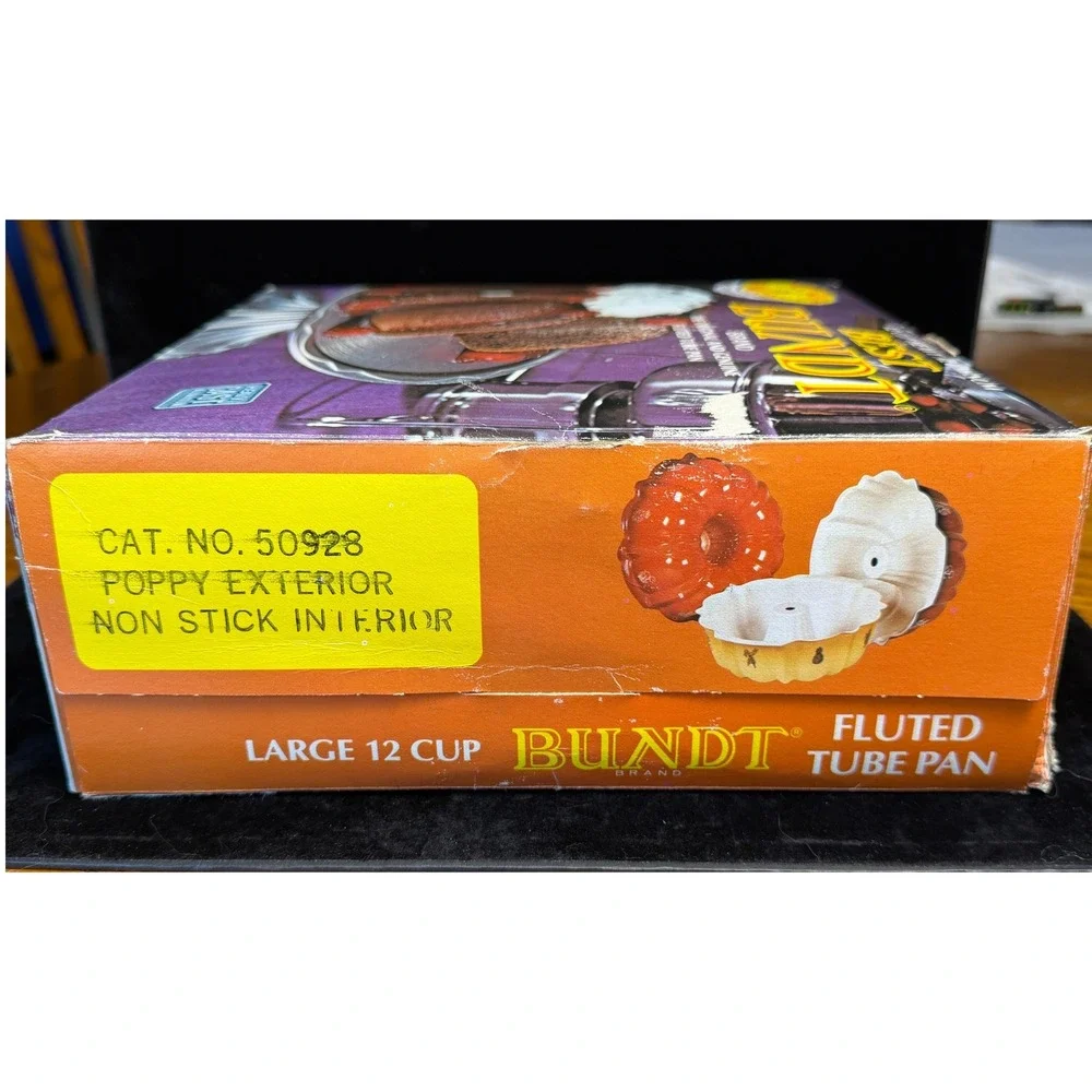 Nordic Ware Best Bundt Fluted Tube Pan-12 Cup, Poppy Orange, Cast Aluminum w/BOX
